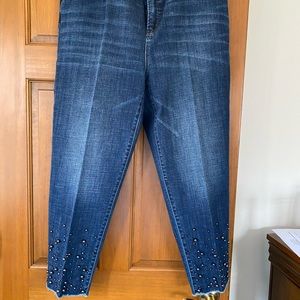 Chicos Girlfriend So Slimming Faux Pearl Embroidered Jeans